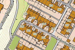 Kartbilde fra WMS-tjeneste av avviket