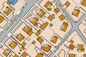 Kartbilde fra WMS-tjeneste av avviket