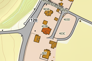 Kartbilde fra WMS-tjeneste av avviket