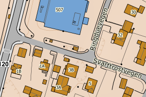 Kartbilde fra WMS-tjeneste av avviket