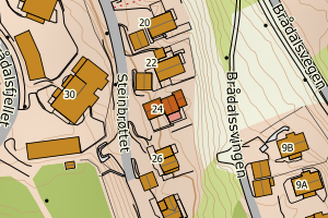 Kartbilde fra WMS-tjeneste av avviket