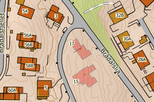 Kartbilde fra WMS-tjeneste av avviket
