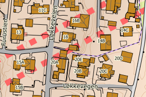 Kartbilde fra WMS-tjeneste av avviket