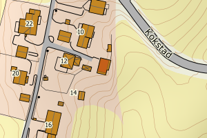 Kartbilde fra WMS-tjeneste av avviket