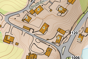 Kartbilde fra WMS-tjeneste av avviket