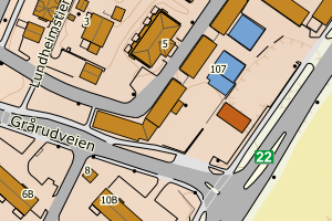 Kartbilde fra WMS-tjeneste av avviket