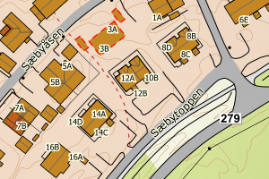 Kartbilde fra WMS-tjeneste av avviket