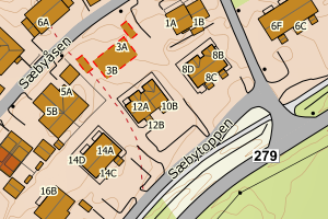 Kartbilde fra WMS-tjeneste av avviket