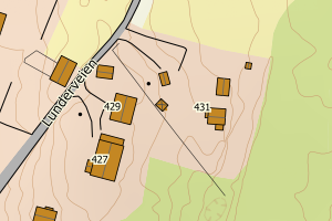 Kartbilde fra WMS-tjeneste av avviket