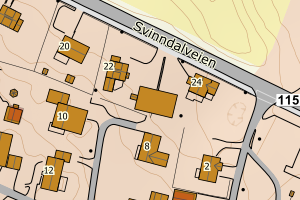 Kartbilde fra WMS-tjeneste av avviket