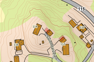 Kartbilde fra WMS-tjeneste av avviket