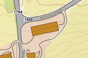 Kartbilde fra WMS-tjeneste av avviket