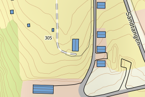 Kartbilde fra WMS-tjeneste av avviket