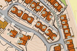 Kartbilde fra WMS-tjeneste av avviket