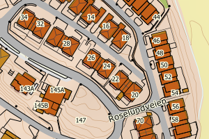 Kartbilde fra WMS-tjeneste av avviket