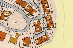 Kartbilde fra WMS-tjeneste av avviket