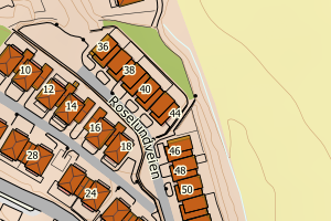 Kartbilde fra WMS-tjeneste av avviket