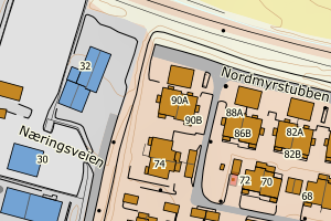Kartbilde fra WMS-tjeneste av avviket