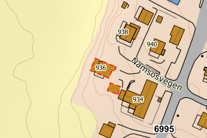 Kartbilde fra WMS-tjeneste av avviket