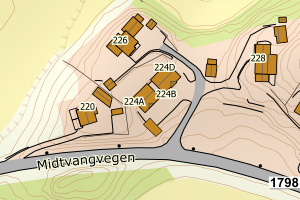 Kartbilde fra WMS-tjeneste av avviket