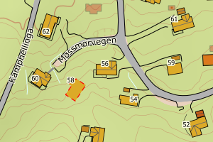 Kartbilde fra WMS-tjeneste av avviket