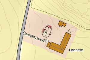 Kartbilde fra WMS-tjeneste av avviket