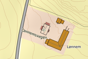 Kartbilde fra WMS-tjeneste av avviket