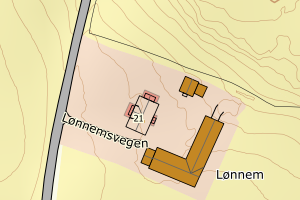 Kartbilde fra WMS-tjeneste av avviket