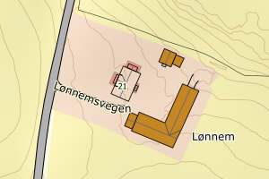 Kartbilde fra WMS-tjeneste av avviket