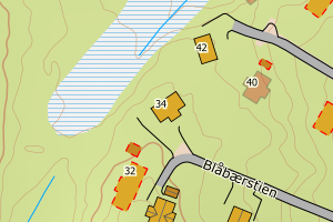 Kartbilde fra WMS-tjeneste av avviket