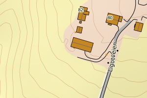 Kartbilde fra WMS-tjeneste av avviket