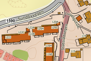 Kartbilde fra WMS-tjeneste av avviket