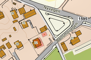 Kartbilde fra WMS-tjeneste av avviket