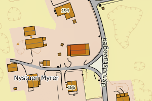 Kartbilde fra WMS-tjeneste av avviket