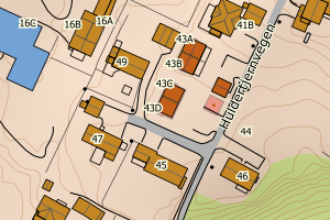 Kartbilde fra WMS-tjeneste av avviket