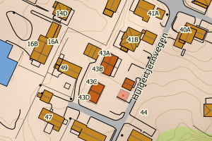 Kartbilde fra WMS-tjeneste av avviket