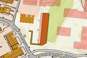 Kartbilde fra WMS-tjeneste av avviket