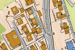 Kartbilde fra WMS-tjeneste av avviket