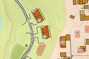 Kartbilde fra WMS-tjeneste av avviket