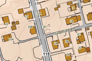 Kartbilde fra WMS-tjeneste av avviket