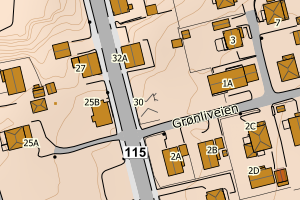 Kartbilde fra WMS-tjeneste av avviket