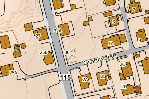 Kartbilde fra WMS-tjeneste av avviket