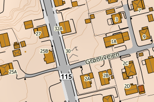 Kartbilde fra WMS-tjeneste av avviket