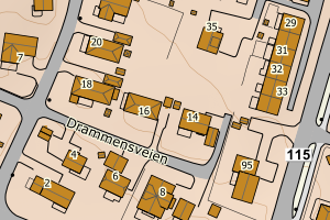 Kartbilde fra WMS-tjeneste av avviket