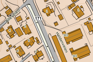 Kartbilde fra WMS-tjeneste av avviket