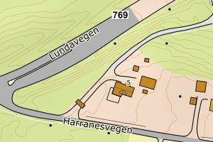 Kartbilde fra WMS-tjeneste av avviket