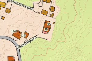 Kartbilde fra WMS-tjeneste av avviket