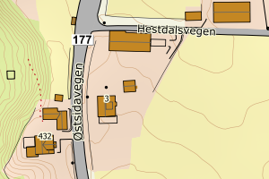 Kartbilde fra WMS-tjeneste av avviket