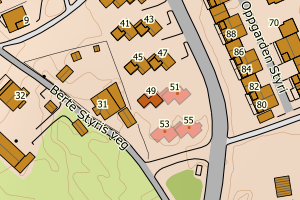 Kartbilde fra WMS-tjeneste av avviket