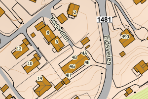 Kartbilde fra WMS-tjeneste av avviket